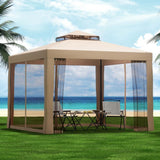 Darrahopens Home & Garden > Shading > Canopies & Gazebos Instahut Gazebo Marquee 3m Outdoor Event Tent Camping Party Mesh Wall Canopy Brown