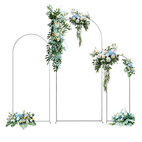 Darrahopens Home & Garden > Shading > Canopies & Gazebos Metal Arch Backdrop White Stand Wedding Arch Stand Set of 3 (6FT/5FT/4FT) Square Arched Frame for Outdoor Birthday Party Ceremony