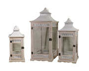Darrahopens Home & Garden > Shading > Canopies & Gazebos Set 3 Wooden Aegean Heritage Lanterns 77cm