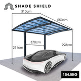 Darrahopens Home & Garden > Shading > Canopies & Gazebos SHADE SHIELD Single Cantilever Carport 3.0m x 5.5m x 3.5m, Aluminium Alloy Frame, Polycarbonate Roof, Shelter for Car or Outdoor Living