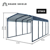 Darrahopens Home & Garden > Shading > Canopies & Gazebos SHADE SHIELD Single Carport Shed 3.3 x 6 x 2.9m, Galvanised Steel Frame, Powder Coated Gable Roof, Shelter for Car Caravan Boat Tractor Agricultural