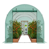 Darrahopens Home & Garden > Shading > Canopies & Gazebos VEVOR Walk-in Tunnel Greenhouse 9.58x6.43x6.23ft Galvanized Frame PE Cover Green