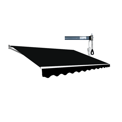 Darrahopens Home & Garden > Shading Motorised Outdoor Folding Arm Awning Retractable Sunshade Canopy Black 5.0m x 2.5m