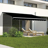 Darrahopens Home & Garden > Shading Motorised Outdoor Folding Arm Awning Retractable Sunshade Canopy Black 5.0m x 2.5m