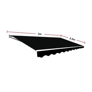 Darrahopens Home & Garden > Shading Motorised Outdoor Folding Arm Awning Retractable Sunshade Canopy Black 5.0m x 2.5m