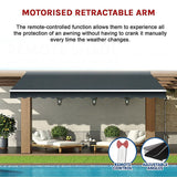 Darrahopens Home & Garden > Shading Motorised Outdoor Folding Arm Awning Retractable Sunshade Canopy Grey 4.0m x 3.0m