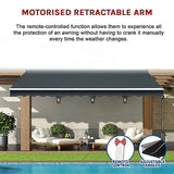 Darrahopens Home & Garden > Shading Motorised Outdoor Folding Arm Awning Retractable Sunshade Canopy Grey 5.0m x 2.5m
