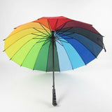 Darrahopens Home & Garden > Shading > Umbrellas & Sunshades 16 Ribs Large Rainbow Umbrella Fashion Straight  Long Handle Anti Uv Sun Rain Au