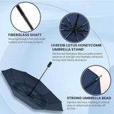 Darrahopens Home & Garden > Shading > Umbrellas & Sunshades 46 inch Black Windproof Automatic Travel Folding Umbrella and Black Absorbent Hanging Storage Pouch Set – Compact 3-Fold Auto Open Close Umbrella wth Double Canopy and 10 Reinforced Ribs for Rain & Sun Outdoor Use