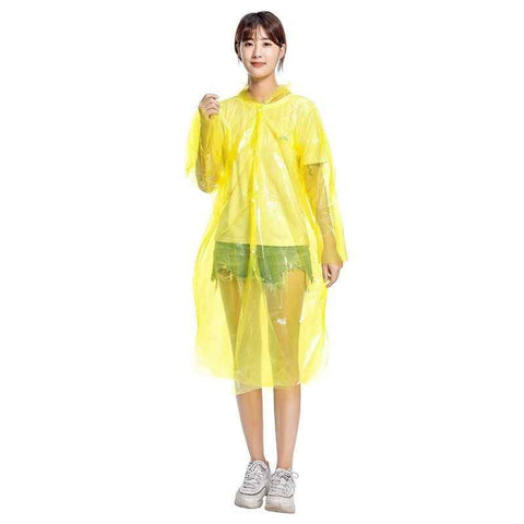 Darrahopens Home & Garden > Shading > Umbrellas & Sunshades 6-Pack - Disposable Thickened Open-Front Raincoat, Waterproof Poncho with Snap Buttons & Adjustable Hood, Portable for Hiking and Travel - Yellow