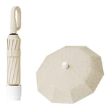 Darrahopens Home & Garden > Shading > Umbrellas & Sunshades Beige Foldable Automatic Open Umbrella with Retractable Waterproof Sleeve, Clip Handle and Winproof Dual Rib - Lightweight Rain Sun Umbrella, Large Diameter 105cm, Compact 37cm Storage, Flower Pattern Appears When Wet