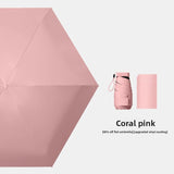 Darrahopens Home & Garden > Shading > Umbrellas & Sunshades Coral pink Compact Mini Travel Umbrella UPF50+ UV Protection Waterproof 6-Fold Flat Design Lightweight Sun & Rain Parasol for Handbag