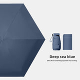 Darrahopens Home & Garden > Shading > Umbrellas & Sunshades Deep Sea Blue Compact Mini Travel Umbrella UPF50+ UV Protection Waterproof 6-Fold Flat Design Lightweight Sun & Rain Parasol for Handbag