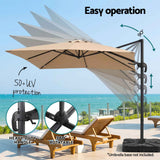Instahut Outdoor Umbrella 3m Left-right Tilting Cantilever Patio Parasol Beige In Australia - Darrahopens