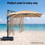 Instahut Outdoor Umbrella 3m Left-right Tilting Cantilever Patio Parasol Beige In Australia - Darrahopens