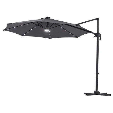 Darrahopens Home & Garden > Shading > Umbrellas & Sunshades Instahut Outdoor Umbrella 3m Solar LED Offset Cantilever Patio Parasol Charcoal In Australia - Darrahopens