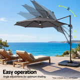 Darrahopens Home & Garden > Shading > Umbrellas & Sunshades Instahut Outdoor Umbrella 3m Solar LED Offset Cantilever Patio Parasol Charcoal In Australia - Darrahopens