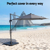 Darrahopens Home & Garden > Shading > Umbrellas & Sunshades Instahut Outdoor Umbrella 3m Solar LED Offset Cantilever Patio Parasol Charcoal In Australia - Darrahopens