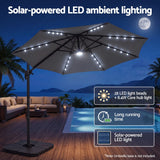 Darrahopens Home & Garden > Shading > Umbrellas & Sunshades Instahut Outdoor Umbrella 3m Solar LED Offset Cantilever Patio Parasol Charcoal In Australia - Darrahopens