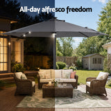 Darrahopens Home & Garden > Shading > Umbrellas & Sunshades Instahut Outdoor Umbrella 3m Solar LED Offset Cantilever Patio Parasol Charcoal In Australia - Darrahopens