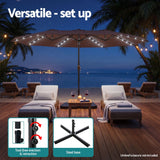 Darrahopens Home & Garden > Shading > Umbrellas & Sunshades Instahut Outdoor Umbrella 4.57m Solar 48 LED Double-Sided Patio Parasol Brown In Australia - Darrahopens