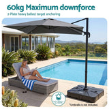 Darrahopens Home & Garden > Shading > Umbrellas & Sunshades Instahut Outdoor Umbrella Base 2 Fillable 60kg Cantilever Umbrella Base with Wheels 84cm In Australia - Darrahopens