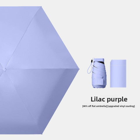 Darrahopens Home & Garden > Shading > Umbrellas & Sunshades Lilac purple Compact Mini Travel Umbrella UPF50+ UV Protection Waterproof 6-Fold Flat Design Lightweight Sun & Rain Parasol for Handbag