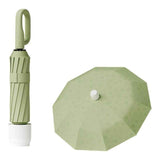 Darrahopens Home & Garden > Shading > Umbrellas & Sunshades Macha Green Foldable Automatic Open Umbrella with Retractable Waterproof Sleeve, Clip Handle and Winproof Dual Rib - Lightweight Rain Sun Umbrella, Large Diameter 105cm, Compact 37cm Storage, Flower Pattern Appears When Wet
