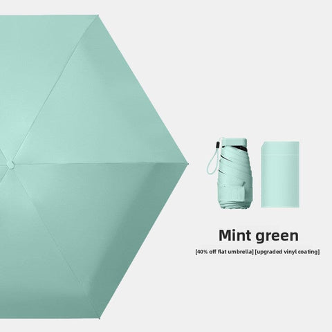 Darrahopens Home & Garden > Shading > Umbrellas & Sunshades Mint green Compact Mini Travel Umbrella UPF50+ UV Protection Waterproof 6-Fold Flat Design Lightweight Sun & Rain Parasol for Handbag