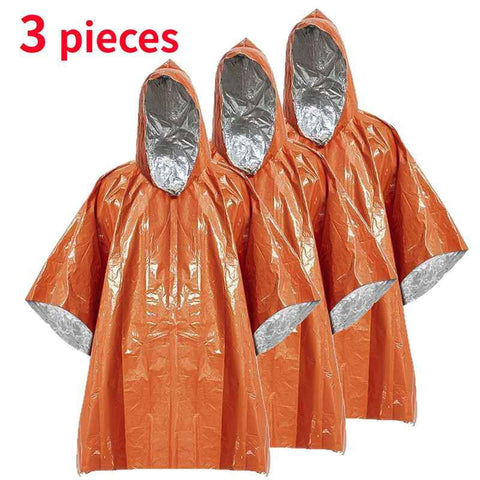 Darrahopens Home & Garden > Shading > Umbrellas & Sunshades Outdoor Emergency Waterproof Insulated Raincoat, Portable Folding Camping and Hiking Cold-Weather Raincoat – Orange