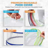 Darrahopens Home & Garden > Shading > Umbrellas & Sunshades Pop-Up Food Umbrellas with Fine Mesh - Foldable Bottomless Insect Screen - Ideal for Home and Camping - Green 3-Pack