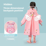 Darrahopens Home & Garden > Shading > Umbrellas & Sunshades Purple rabbit  Kids Waterproof Raincoat with Expandable Backpack Slot Hooded Rain Jacket for Boys & Girls School & Outdoor(size:s)