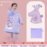 Darrahopens Home & Garden > Shading > Umbrellas & Sunshades Purple rabbit  Kids Waterproof Raincoat with Expandable Backpack Slot Hooded Rain Jacket for Boys & Girls School & Outdoor(size:s)