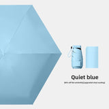 Darrahopens Home & Garden > Shading > Umbrellas & Sunshades Quiet Blue Compact Mini Travel Umbrella UPF50+ UV Protection Waterproof 6-Fold Flat Design Lightweight Sun & Rain Parasol for Handbag
