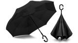 Darrahopens Home & Garden > Shading > Umbrellas & Sunshades Reverse Umbrella Windproof Double Layer C-Handle Inverted Folding in Black