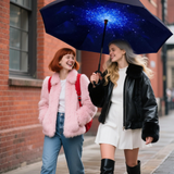 Darrahopens Home & Garden > Shading > Umbrellas & Sunshades Reverse Umbrella Windproof Double Layer C-Handle Inverted Folding in Galaxy Print