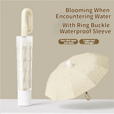 Darrahopens Home & Garden > Shading > Umbrellas & Sunshades Skin Red Foldable Automatic Open Umbrella with Retractable Waterproof Sleeve, Clip Handle and Winproof Dual Rib - Lightweight Rain Sun Umbrella, Large Diameter 105cm, Compact 37cm Storage, Flower Pattern Appears When Wet