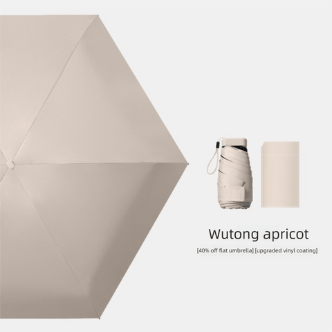 Darrahopens Home & Garden > Shading > Umbrellas & Sunshades Wutong Apricot Compact Mini Travel Umbrella UPF50+ UV Protection Waterproof 6-Fold Flat Design Lightweight Sun & Rain Parasol for Handbag