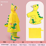Darrahopens Home & Garden > Shading > Umbrellas & Sunshades Yellow dinosaur  Kids Waterproof Raincoat with Expandable Backpack Slot Hooded Rain Jacket for Boys & Girls School & Outdoor(size:L)