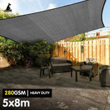 Darrahopens Home & Garden > Shading Wallaroo 280gsm Outdoor Sun Shade Sail Canopy Grey - 5m X 8m