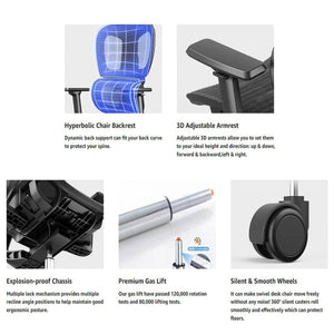 Darrahopens Home & Garden > Solar Panels Ergonomic Mesh Home & Office Chair 3D Adjustable Armrest Seat High Back Desk Computer Chair