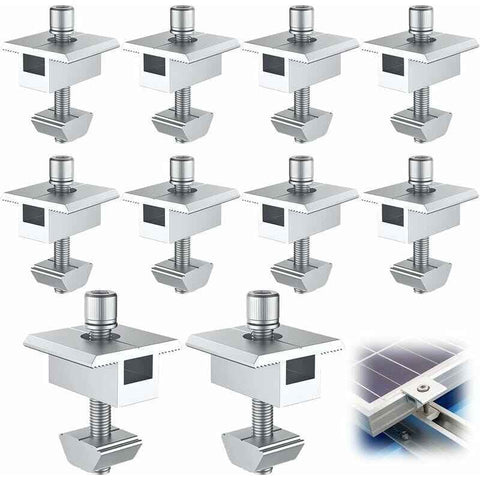 10 Pack Solar Panel Bracket, Aluminum T Shaped Center Terminals for PV Roof Mounting