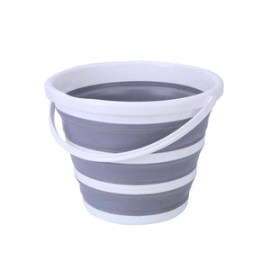 Darrahopens Home & Garden > Storage 10 Litre Foldable Collapsible Bucket Silicone for Home/Hiking/Camping/Fishing - Grey/White
