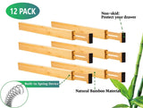 Darrahopens Home & Garden > Storage 12 Pack Bamboo Adjustable Kitchen Drawer Dividers (Large, 44-55 cm)