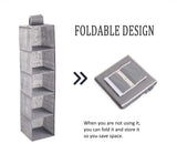 Darrahopens Home & Garden > Storage 2 Pack 5-Tier Shelf Hanging Closet Organizer and Storage for Clothes (Grey)