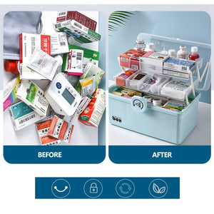 Darrahopens Home & Garden > Storage 3 Layers Portable First Aid Kit Emergency Medical Storage Box Medicine Organizer(White)
