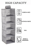 Darrahopens Home & Garden > Storage 3 Pack 5-Tier Shelf Hanging Closet Organizer and Storage for Clothes (Grey)