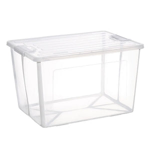 Darrahopens Home & Garden > Storage 37 Litre Modular Clear Foldable Storage Box with Lid Plastic Tub Collapsible