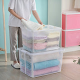 Darrahopens Home & Garden > Storage 3x 37 Litre Modular Clear Foldable Storage Box with Lid Plastic Tub Collapsible