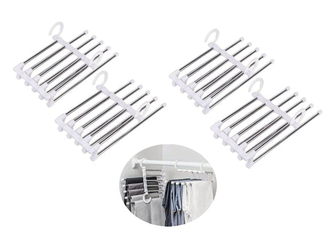 Darrahopens Home & Garden > Storage 4 Pack Stainless Steel Adjustable 5 in 1 Pants Hangers Non-Slip Space Saving for Home Storage